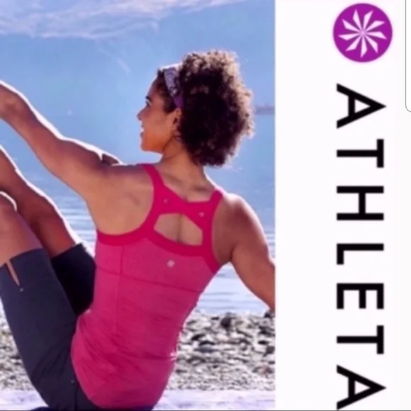 Athleta Scruntch Tank Hot Pink Strappy Criss Cross - Picture 2 of 6